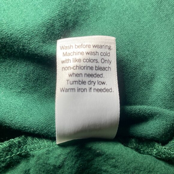 LC Lauren Conrad Peasant Blouse Womens L Drk Green Embroidery Flutter Sleeve EUC - Picture 7 of 12